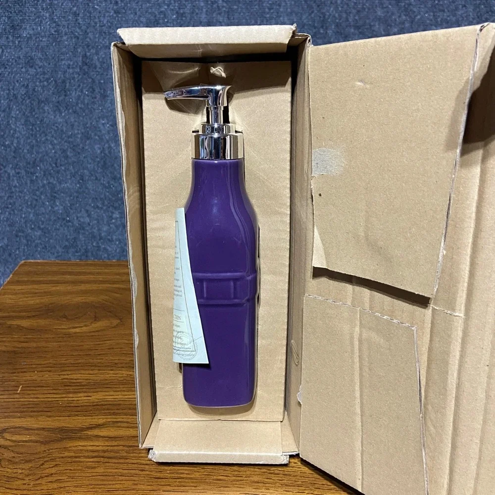 Longaberger Woven Traditions Pottery Pump Dispenser Eggplant Purple 3186270 Box